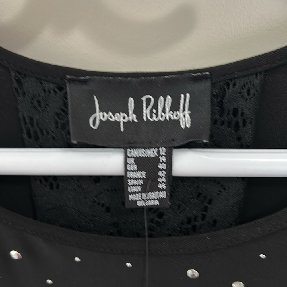 NWT:  Joseph Ripkoff Black Top with Studded Design & cross tie with lace back - Picture 7 of 14